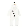 0-3Years Toddler born Kid Baby Boy Girl Christmas Rompers Snowman Plush Long Sleeve Jumpsuit Warm Autumn Spring Costumes 220211