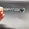 Bongs Pyrex Glass Pipe Heart Shape 4,8 tum med gängad ring Högkvalitativt rökverktyg för Bong DAB Rigolja Brännare Rökning Hookah Tips