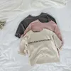 Automne style coréen bébé filles coton lettres imprimées mode T-shirts enfants lâche décontracté T-shirts enfants vêtements de base hauts 210708