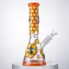 Bee Style Glass Bongs Straight Tube Hookahs Beaker Bong Heady Smoking 18mm Water Pipes