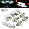 13pcs Auto Tuning LED Lights Interior Package Kit For Dome License Plate Signal Lamp Bulbs White Car Light Accessories