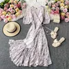 Bohemian Floral Chiffon Kleid Frauen Sommer Böhmischen Blumen Drucken Urlaub Strand Midi Kleider Elegante Vestido 2020 Neue Robe Mujer Y0603