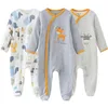 Unisex Baby Romper 2 / 3PCS Длинные рукавы Комбинезоны для рожденного мальчика Девушка Весна от 0 до 12 месяцев Младенческая одежда набор 100% хлопок 210816