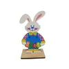 Fête de Pâques Lapin Décoration de Table Lapins en Bois Pièce Maîtresse Lapin de Printemps Ornement Table Signe Figurines pour la Maison Jardin Patio Décoration