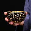 手描きの金ティーカップセラミック陶器ティーカップチャイキルンジャンザンセットポータブルシングルギフトボックス大きなボウルカップソーサー