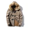 Casacos de ervilha masculinos chifres fivela para baixo jaqueta trincheira de inverno longo outwear botão inteligente casaco parkas vintage fino