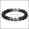 Beaded, Strands Bracelets Jewelry Men Buddhism Tibetan Agat Wood Charm Bracelet Black Natural Lava Rock Stone Bangle Stretch Women Yoga Pser