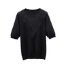 Stor storlek Kortärmad T-shirt Kvinnors sommar Loose Casual Diamond Kint Oversized Sweater Fashion Lace Summer Pullover 210604