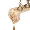 European style table runner luxurious camino de mesa gold silk embroiry cloth dining room flag chemin 210628