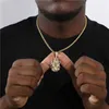 Hip Hop AAA Iced Out Bling Cubic Zircon Koppar Egypten Ankh Cross Anubis Pendants Necklac för män Smycken