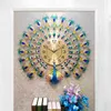 European Peacock Mute Modern Home Diy Living Room Wall Creative 3D Reloj De Pared Fashion Decorative Quartz Clock 210414