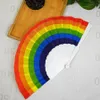 Novelty Items Rainbow Hand Held Folding Silk Fan Vintage Style Design Fans For Birthday Graduation Holiday RH1348