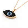 Simple Moon Evil Eye Druzy Drusy Pendant Necklace Women Resin Handmade Clavicel Chains Necklaces for Female Christmas Imitation Natural Stone Necklace