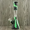 2021 Bongo Beaker Glass Bong Glass Water Bongs Recycler Percolador Petróleo Rigs Tigela 14.4mm Silicone Silicone Fumar Bubleu Cachorro Hookahs