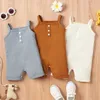 Summer Newborn ribbed Romper Baby Girl Boy strap Bodysuit solid clothes infant toddler Sleeveless Sling Jumpsuit Clothing M4033