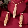 Boucles d'oreilles collier Blachette luxe haute qualité zircone Long pendentif 2 pièces Dubai femme mariée fête de mariage ensemble de bijoux à la mode