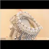 Bracelets Drop Delivery 2021 Girls Retro Multi Layer Pearl Beaded Tower Star Charm Bracelet 6 Layers Sier & Gold Plated Cuff Bangles For Wome