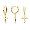 Boucles d'oreilles croix en acier inoxydable classique minimaliste couleur or boucles d'oreilles croix pendantes pour hommes femmes bijoux