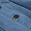 Yitimuceng Denim Mini Jurk Damesmode Kleding Lente A-lijn Lange Mouw Vintage Button Streetwear Koreaanse korte jurken 210601