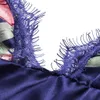 Kvinnor Mode Underkläder Sleepwear Menina Print Pyjamas Sexig Satin Nightdress Ladies Thong Nightwear Lace Temptation Underkläder Q0706