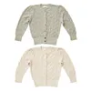 Soor Ploming Kids Girl Tunna Knit Cardigan Märke Design Mode Stilfulla Barnflickor Vintage Coats för Spring Summer 211204