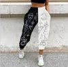 Pantalon mode taille haute taille large pantalon de survêtement automne streetwear décontracté élastique patchwork joggers femme pantalon doux 210915