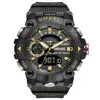 Mode Mens Sport Klockor Stötdämpande 50m Vattentät Armbandsur Led Alarm Stopwatch Clock Militär Watch Men 8040