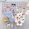 Summer Infant Clothing Set Baby Boy Clothes Sets Cute Striped Tops+ Overalls Baby Girl Outfit Newborn Set Short Sleeve X0902