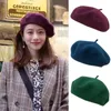 Lunadolphin mulheres 90% de lã cogumelo puro boinas outono profundamente beiral de tricô uva artista roxo pain pinter beanie inverno chapéu