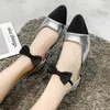 Sandals 2021 Summer Gladiator Lace Up Bow Ankle Strap Women Flats Mixed Colors Ladies Shoes Black Toe Gold Sandalias Mujer 9052G