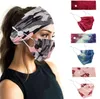 Floral Camouflage Fashion Face Mask with Color Matching Hairband & Facemask Button Sports Headbands Two Piece Masks for Women Lady BY1670