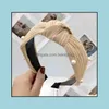 Hair Jewelry Jewelrydesigner Headbands Mesh Lace Pearl Version Of The Wide Side Simple Middle Knotted Headband Female Drop Delivery 2021 Cz0