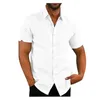 Men's Casual Shirts Men's Solid Color Men Shirt Lapel Jacket Short-sleeved Button Cardigan Loose Blouses Gothic Plus Size Fashion Ropa