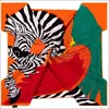 Kwadratowy Silk Twill Szalik Ręcznie Walcowany 90 * 90 cm Kobiety Letnie Szaliki "Zebra Pegasus" 210928