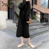 Syiwidii ​​Elegant OL Turtleeneck свитер платье платье женщины тонкий толстый вязать осень зимнее платье женское платье повседневная черный бежевый 210417