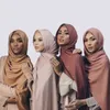Donne Fashion Solid Chiffon Fourscarf Pronto per indossare Sciarpa Hijab istantaneo Sciarpa musulmana Scialle islamica Hijabs Arab Wrap Testa Sciarpe Y1108