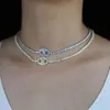 5A cubic zirconia 3mm cz tennis chain choker turkish evil eye charm trendy women necklace