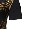 Glanzend Goud Metallic Print Dashiki Afrikaanse T-shirt Mannen Ankara Stijl Korte Mouw T-shirt Mannen Hip Hop Hipster Afrika Kleding 2105229299729