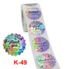 1.5 pulgadas holografías gracias adhesivo adhesivo 500 unids / roll arco iris de regalo colorido sellado de etiquetas de sellado