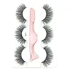 Nya 3Pairs mix style falska 3d mink ögonfransar ögonfransar falska ögonfransar mink fransar eyelash förlängning ögonfrans tweezer applikator smink verktyg av hopp11