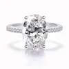 Eeuwige 925 Sterling Zilveren Trouwring Luxe Ovaal geslepen 3ct Gesimuleerde Diamanten Ringen Vinger Voor Vrouwen Engagement Sieraden Anel