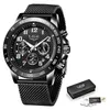 Relogio Masculino Hommes Montres Top Marque De Luxe LIGE Sport Analogique Quartz Montre Hommes Tout En Acier Date Étanche Montre-Bracelet + Boîte 210527