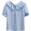 Plus Storlek Sommar Casual Natural Silk V-Neck Women Blouse Cross-Neck V Collar Natural Silk Short-Sleeved Blouse Shirt L-4XL 210604
