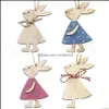 Favor Event Festive Supplies Home & Gardeneaster Decorations Pendant Diy Carved Rabbit Hanging Pendants Ornaments Creative Wooden Craft Part