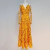 Women Color Yellow Printing Sling Sexy Dress Strapless Sleeveless Loose Get-together Fashion Tide Summer 7D00797 210421