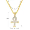 Mens Fashion Hip Hop Gioielli Gold Chain Gold Rhinestone Rosso Ruby Cross Cipndant Set