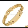 Link, armbanden drop levering 2021 10mm Mens Goud roestvrijstalen ketting Link Bracelet Hip Hop Style Inlay Zirkoon Polsband Bangle Fashion Pun