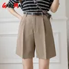 Garemay witte zomer shorts voor vrouwen wide poot hoge taille zwarte losse Koreaanse stijl vintage vrouwen knielengte 210719