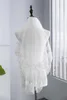 Europese korte bruidsluiers met kam witte romantische kant applicaties rand parels bruid sluier voor trouwjurk