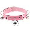 Sexig punk läder choker halsband multilayer bells metall choker collar bondage cosplay goth smycken hajuku tillbehör